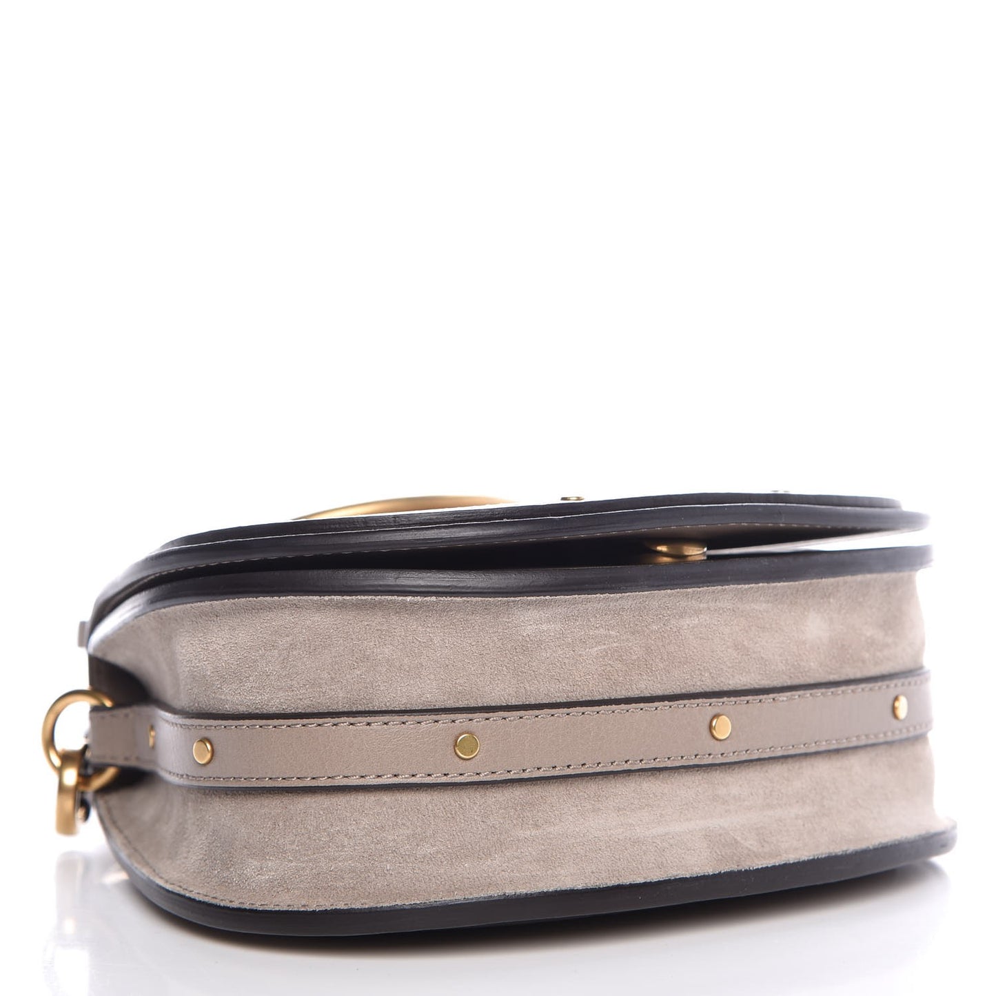 Calfskin Suede Small Nile Bracelet Bag Motty Grey