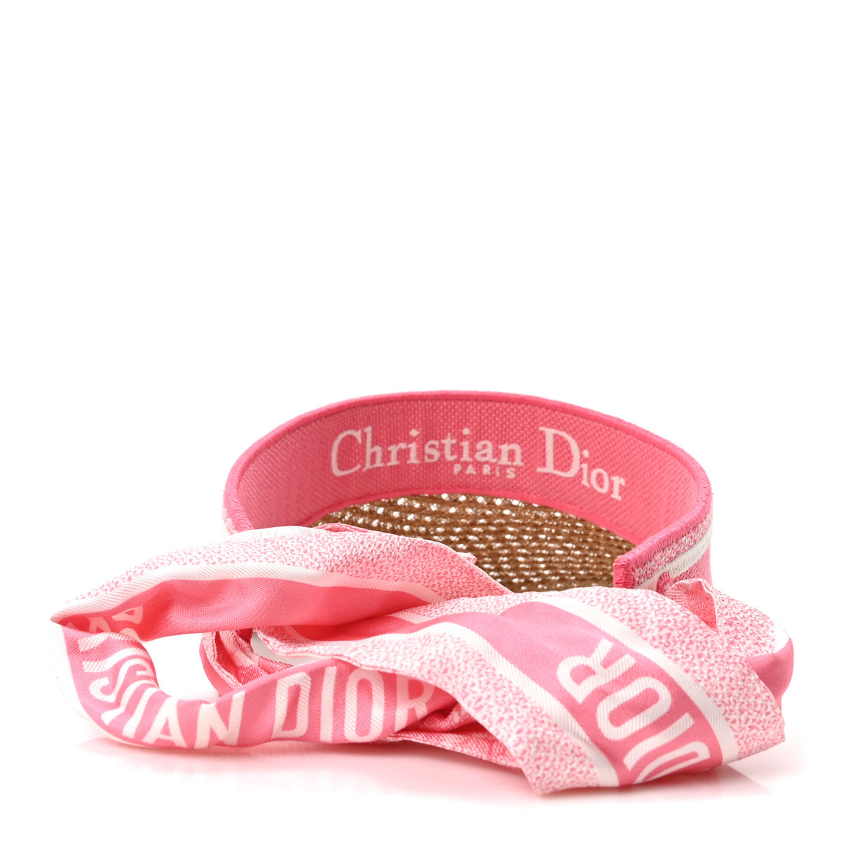 Christian Dior Straw Embroidered Dioriviera D-Ocean Visor Candy Pink 4 of 7