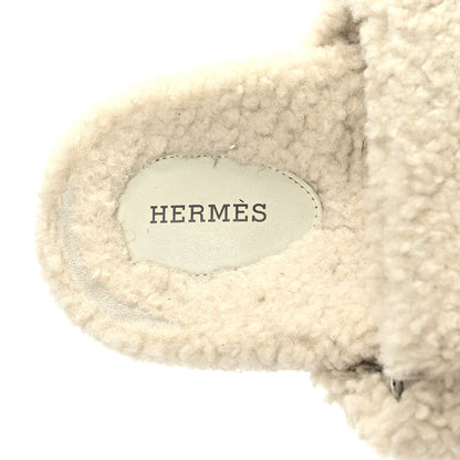 Hermes Woolskin Womens Chypre Sandals 39 Ecru 7 of 8