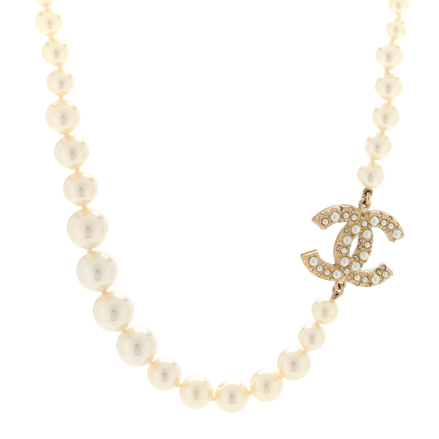 Pearl CC 100th Anniversary Necklace Light Gold