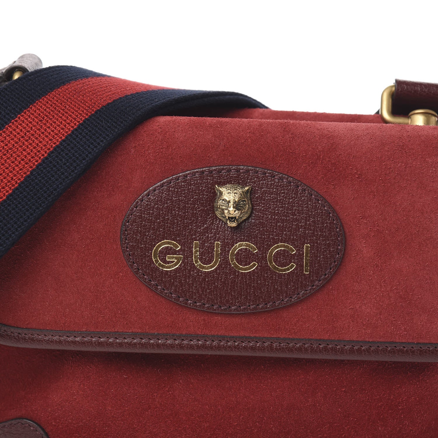 Gucci Suede Web Small Neo Vintage Double Flap Messenger Bag Romantic Cherry Chardonnay 9 of 9
