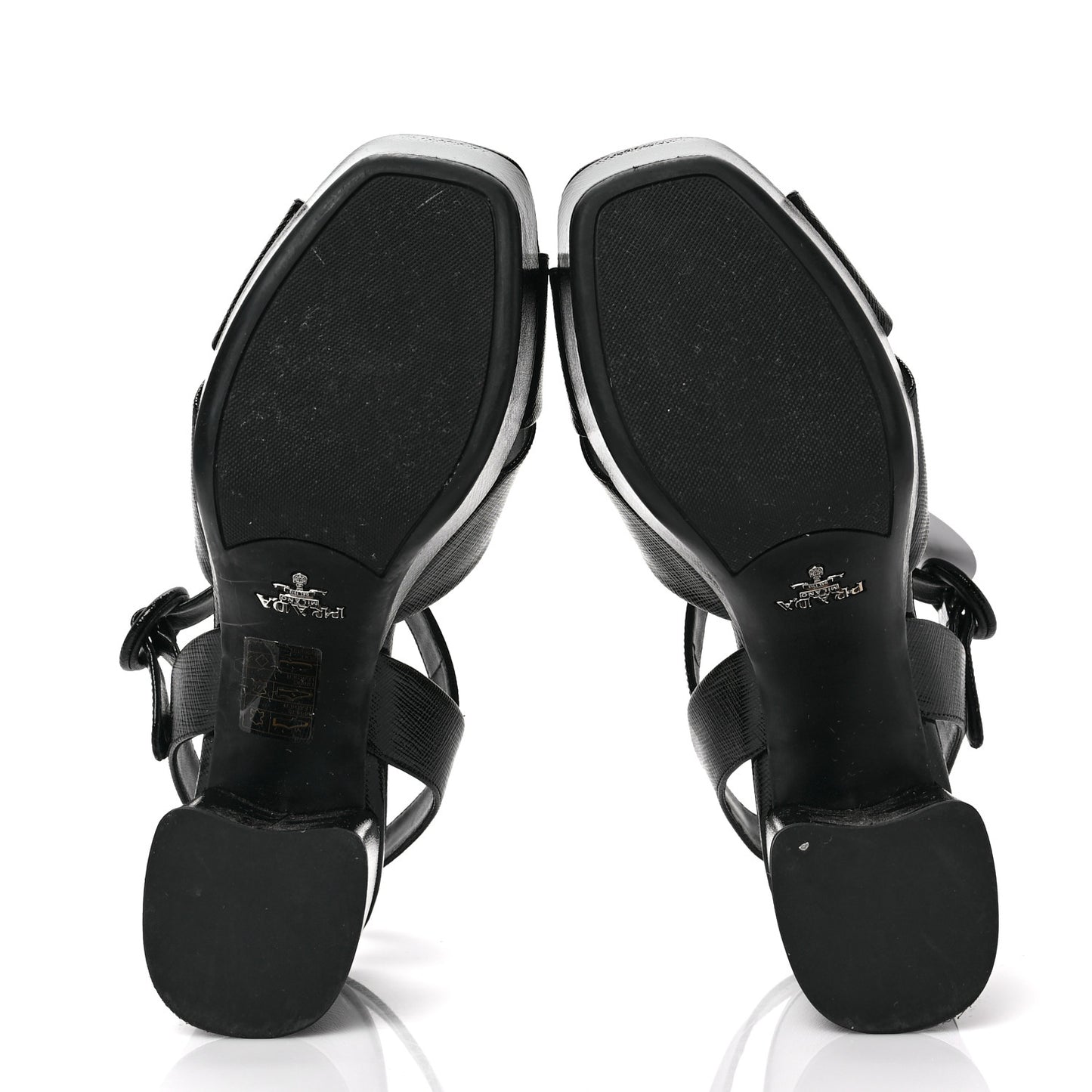 Vernice Saffiano Embossed Crisscross Platform 20/65mm Sandals 36 Black