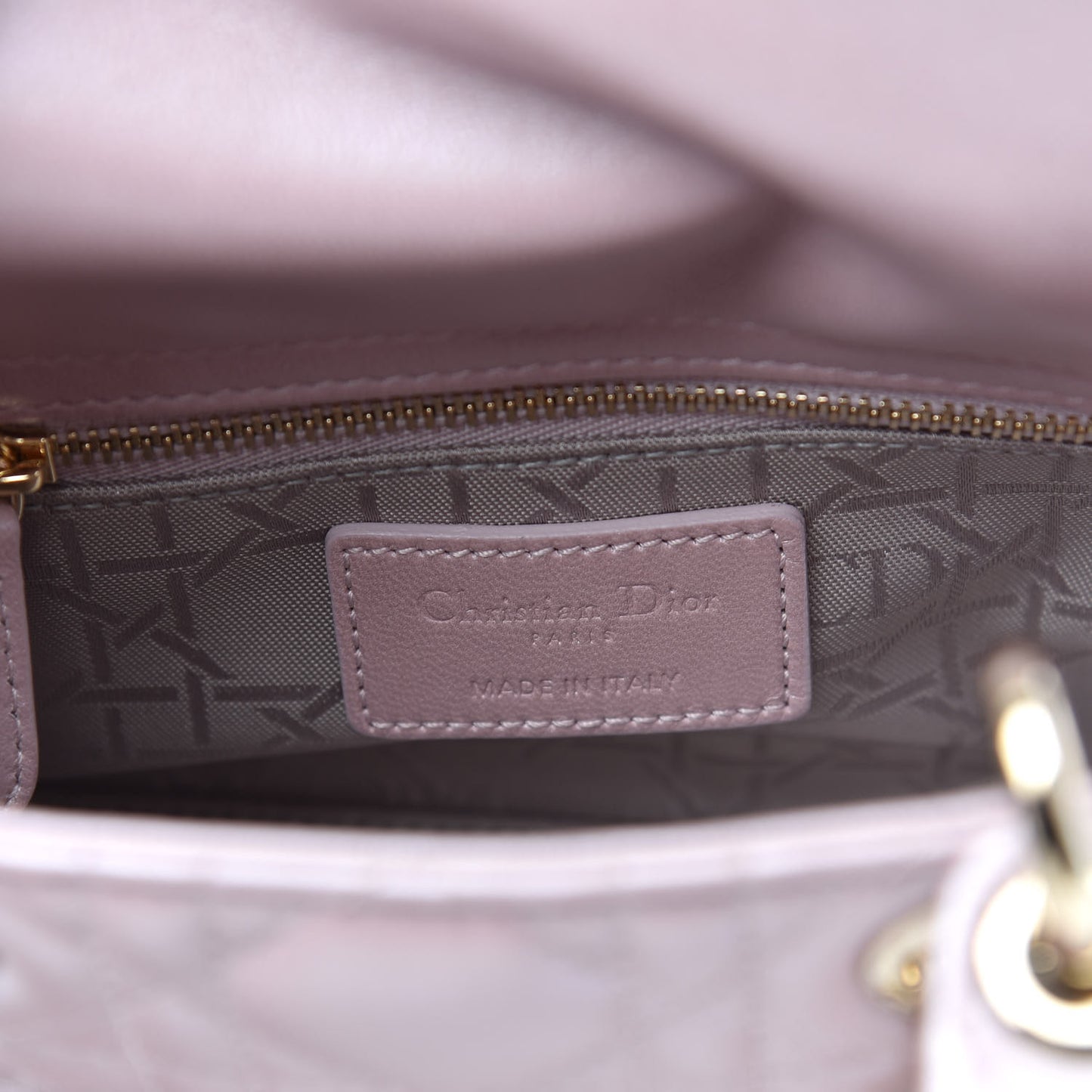 Metallic Lambskin Cannage Mini Lady Dior Lotus
