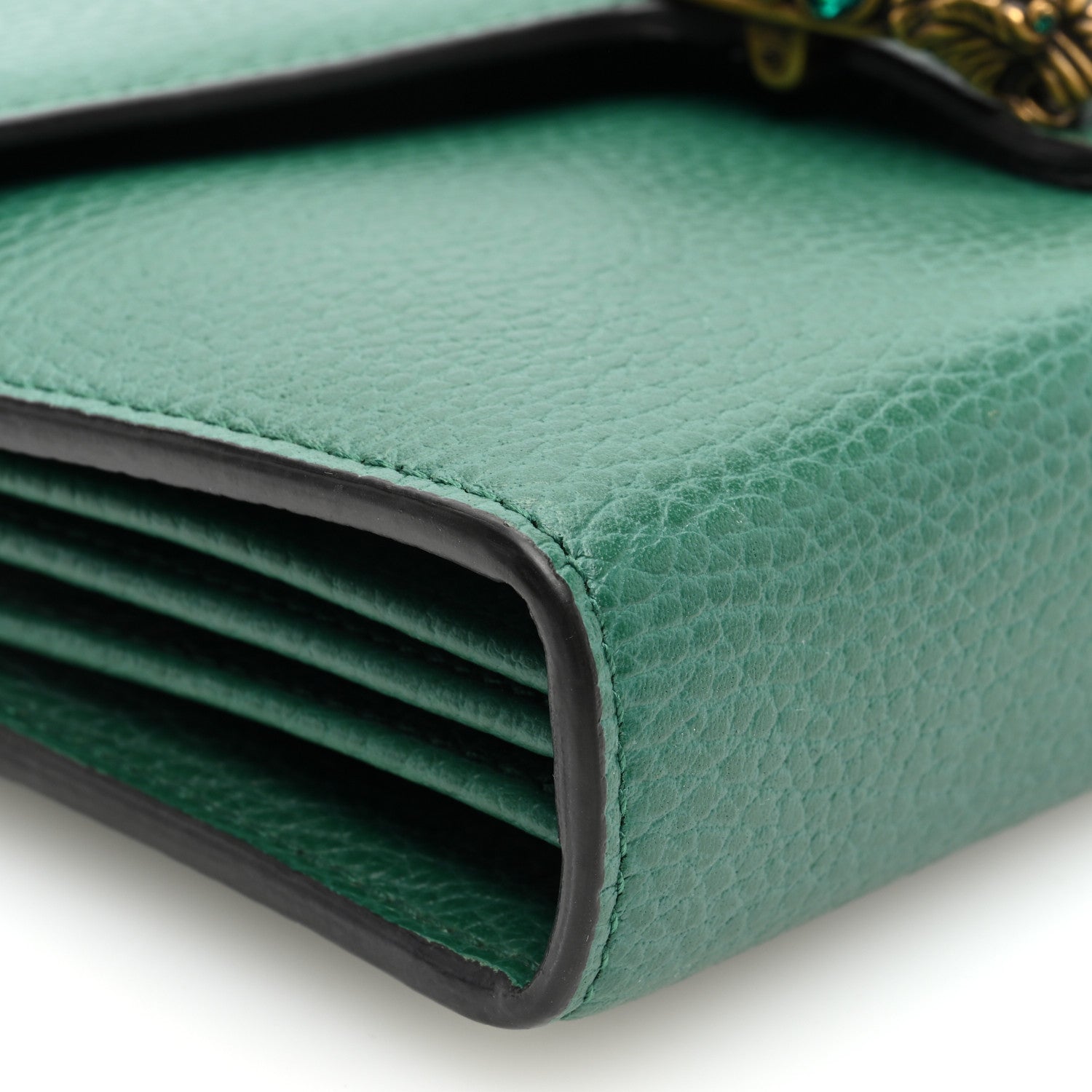 Gucci Calfskin Mini Dionysus Chain Wallet Emerald 7 of 8