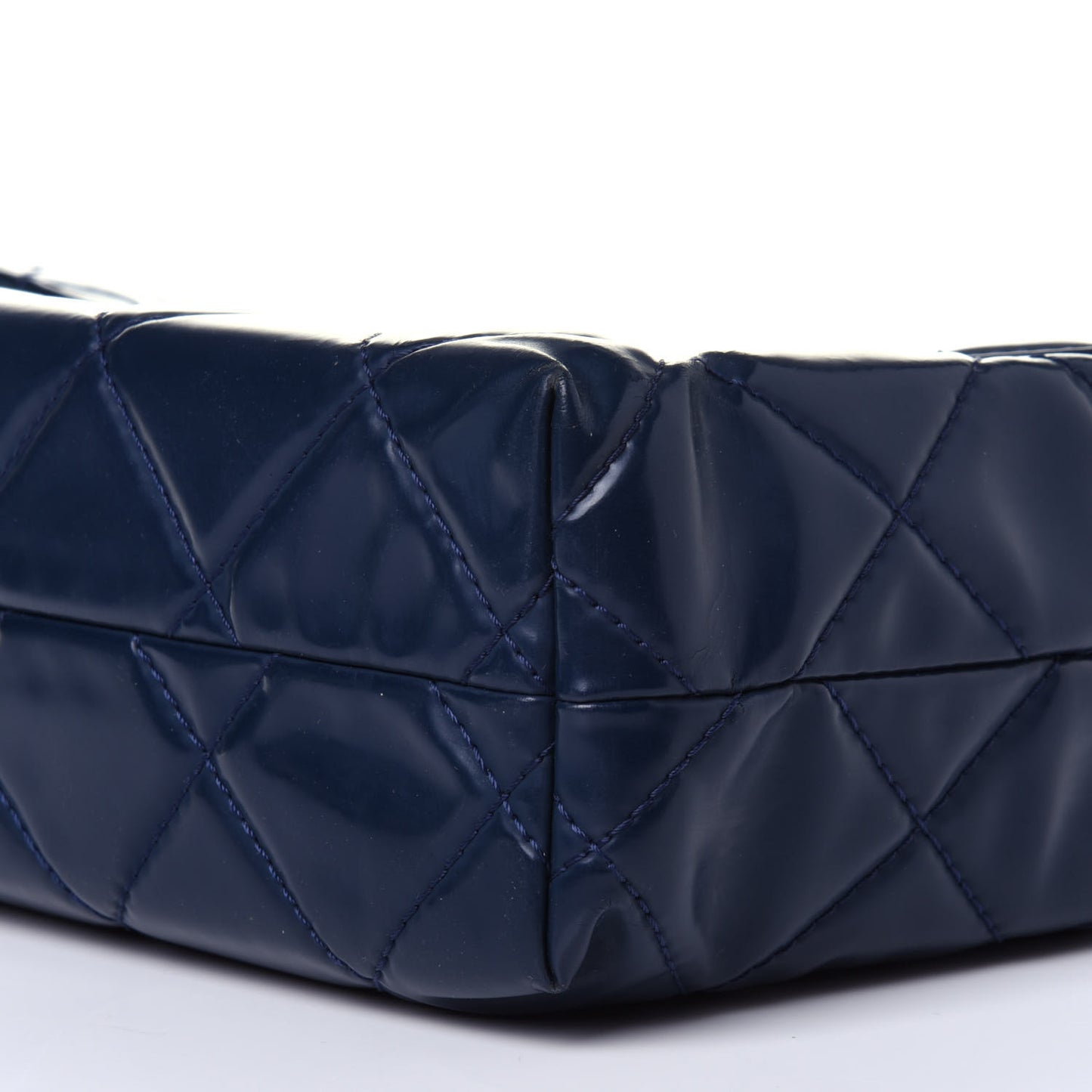 Vinyl Quilted In the Business Flap Bag Navy Blue