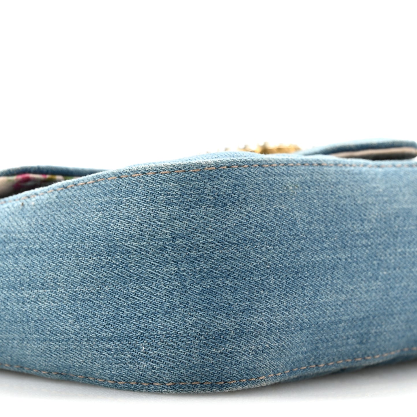 Denim Matelasse Mini Pearly GG Marmont Shoulder Bag Blue