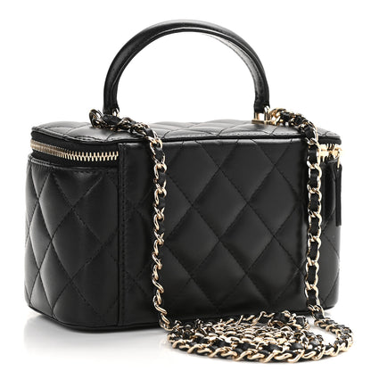Chanel Lambskin Quilted Small Top Handle Vanity Case With Chain Black 3 of 8