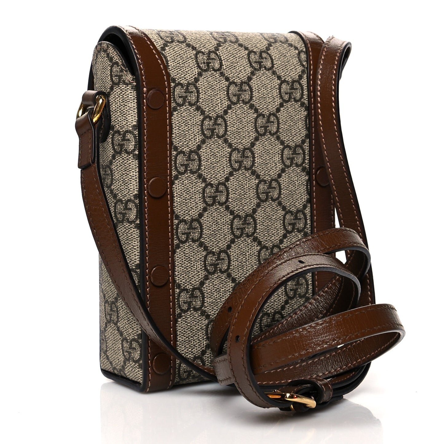 GG Supreme Monogram Mini Horsebit 1955 Crossbody Bag Beige Brown Sugar