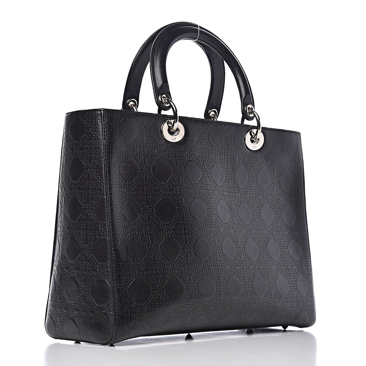 Lambskin Embossed Cannage Large Lady Dior Black