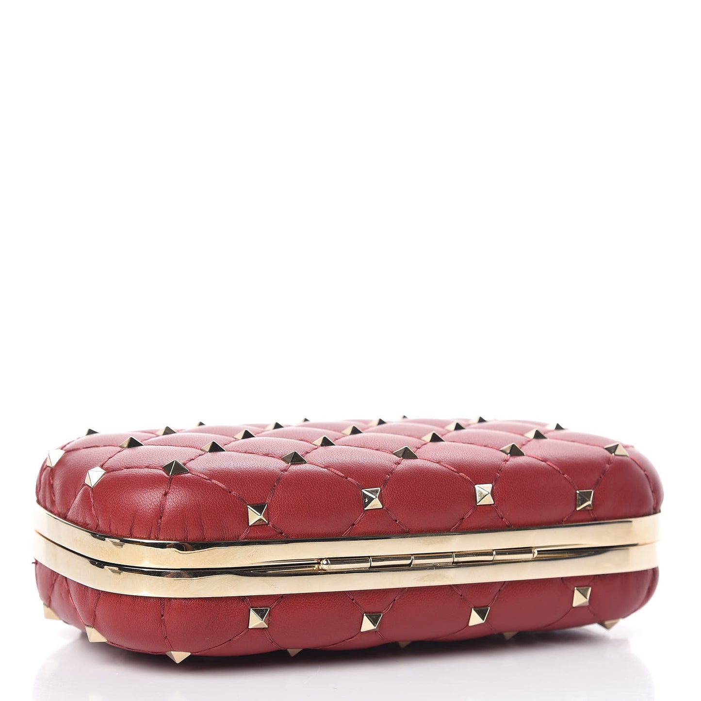 Nappa Rockstud Spike Minaudiere Clutch Rosso Valentino