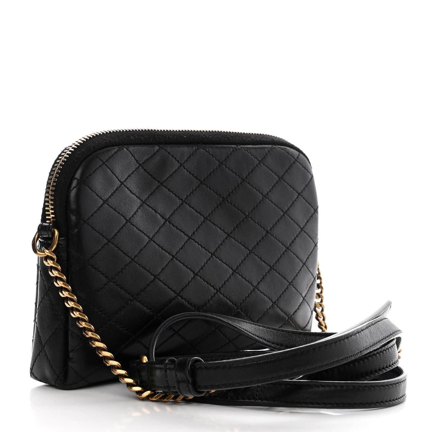 Lambskin Quilted Gaby Zipped Pouch Black