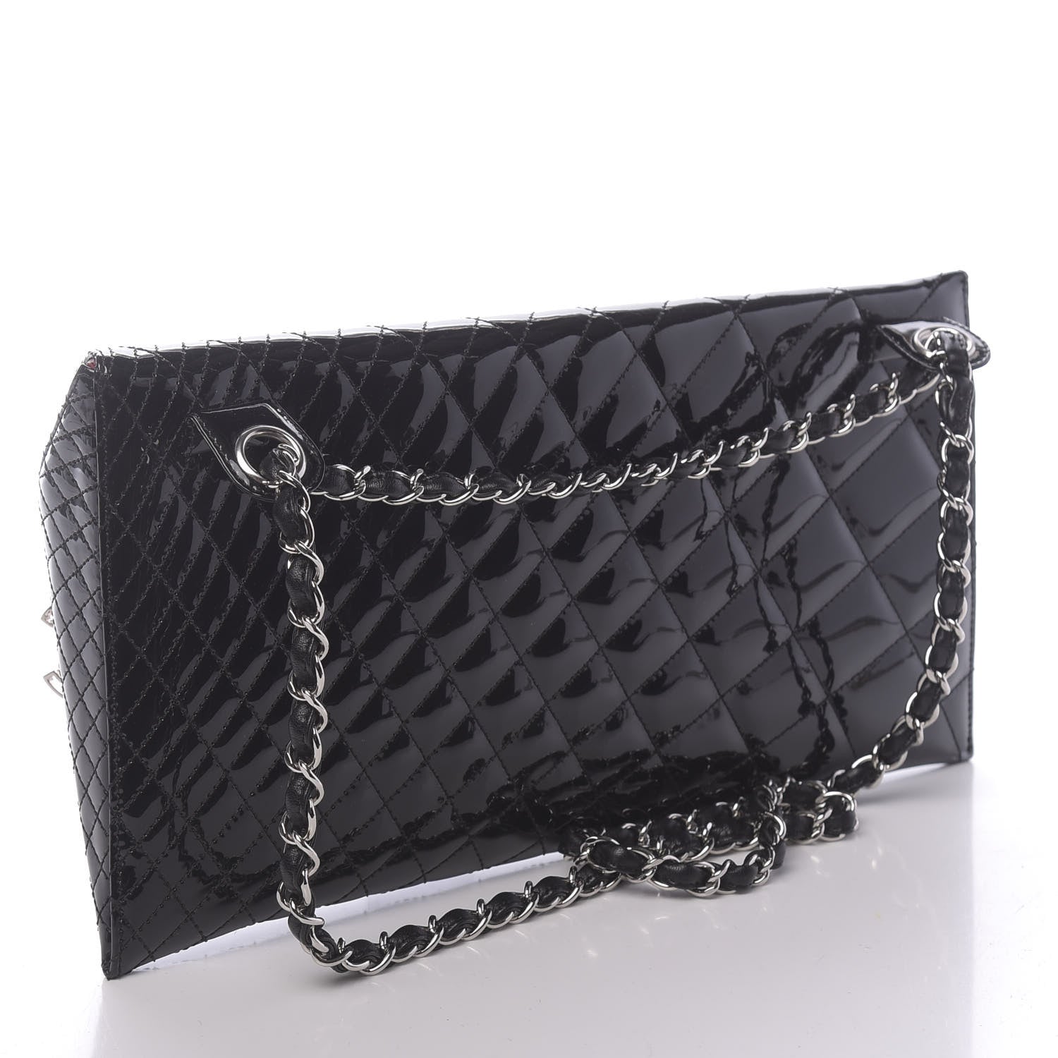 Chanel Patent Geometric Quilted Kaleidoscope Clutch Black 3 of 11