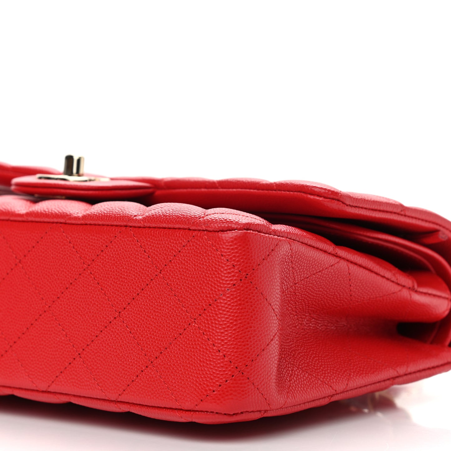 Caviar Quilted Medium Double Flap Red