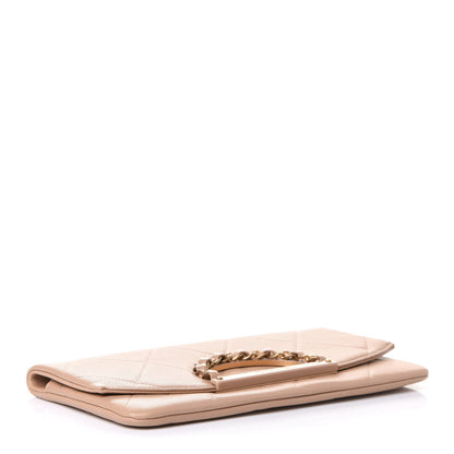 Chanel Caviar Quilted Woven Chain Handle Flap Clutch Beige 4 of 11