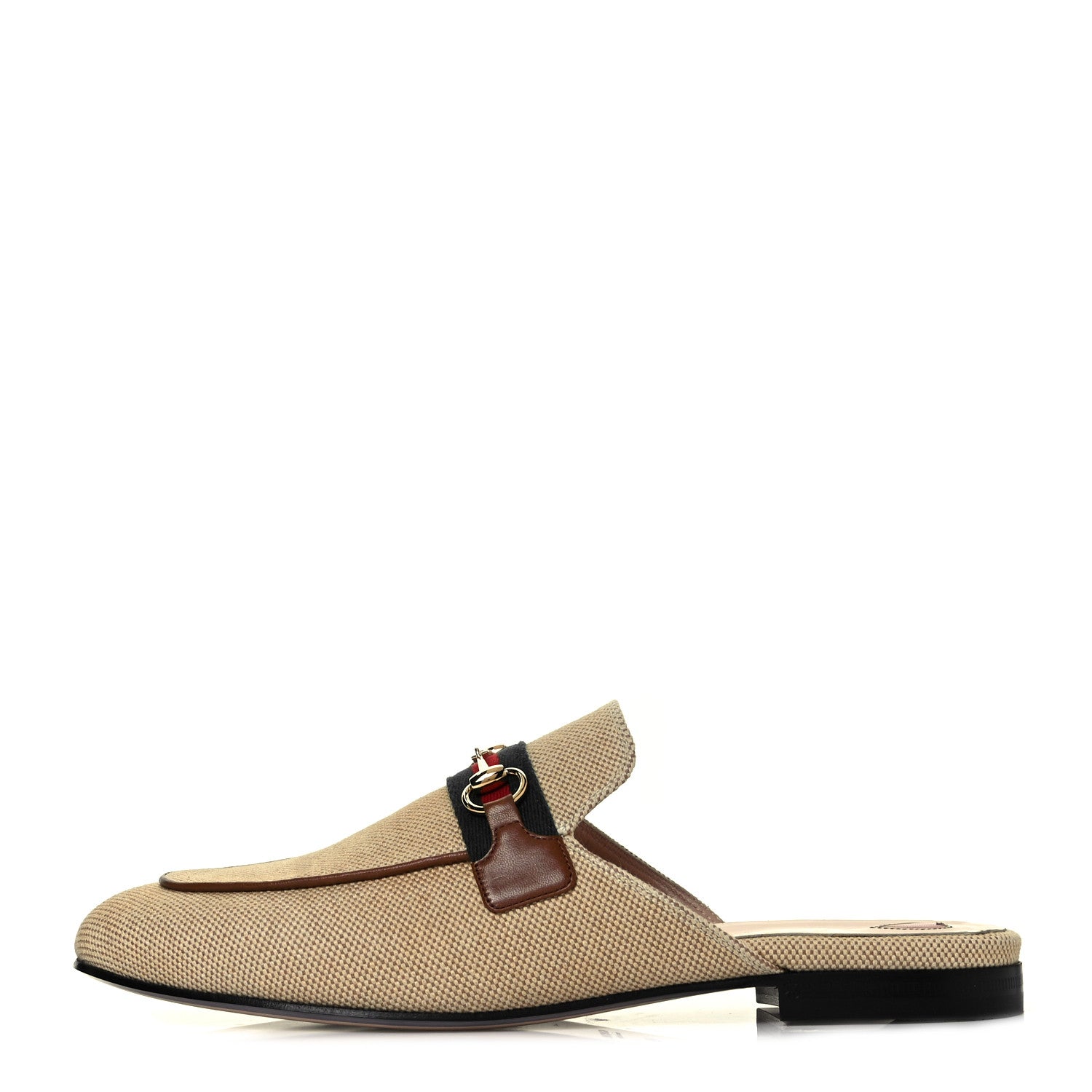 Gucci Canvas Vintage Charlotte Web Princetown Slippers 40 Sand Cuir 1 of 10