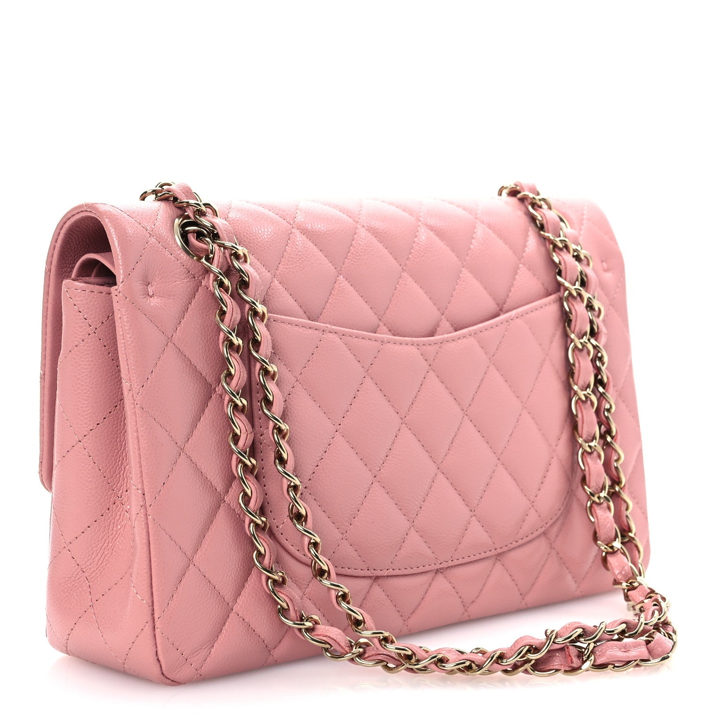Caviar Quilted Medium Double Flap Pink