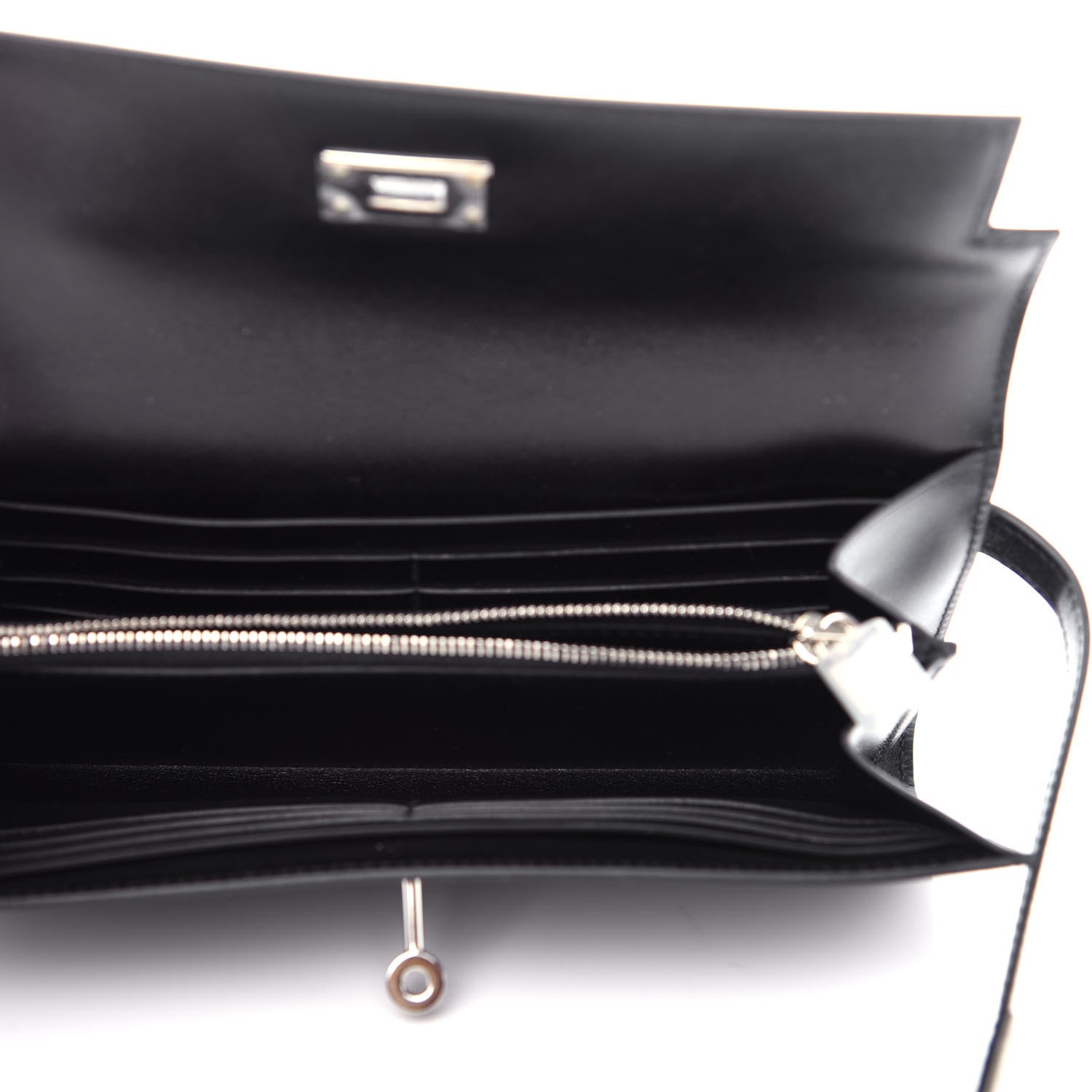 Hermes Box Guilloche Kelly Longue Wallet Black 5 of 7
