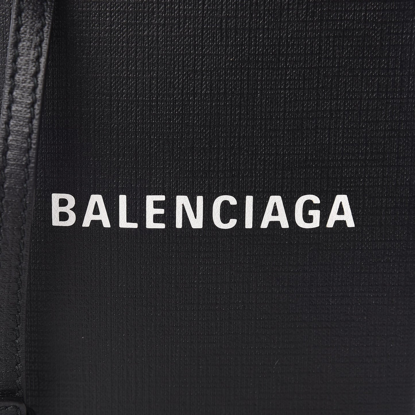 Squared Calfskin Logo Shopping Phone Holder Bag Black
