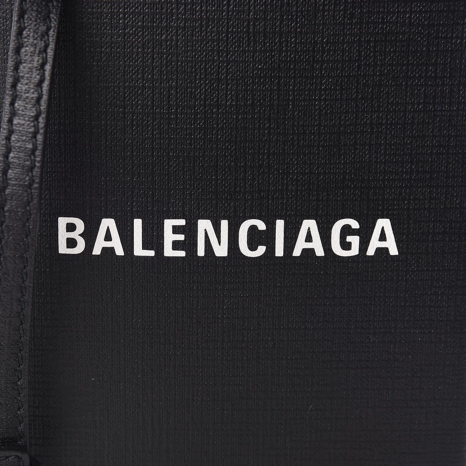 Balenciaga Squared Calfskin Logo Shopping Phone Holder Bag Black 9 of 9