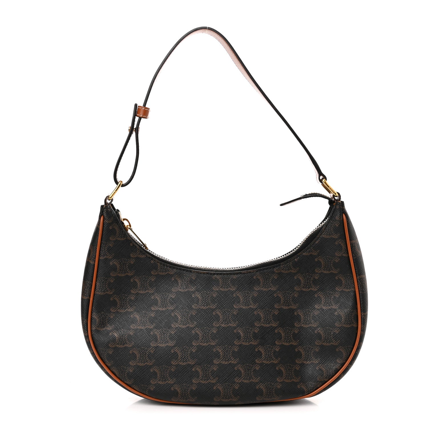 Celine Triomphe Canvas Calfskin Ava Shoulder Bag Tan 1 of 14