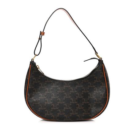 Celine Triomphe Canvas Calfskin Ava Shoulder Bag Tan 1 of 14