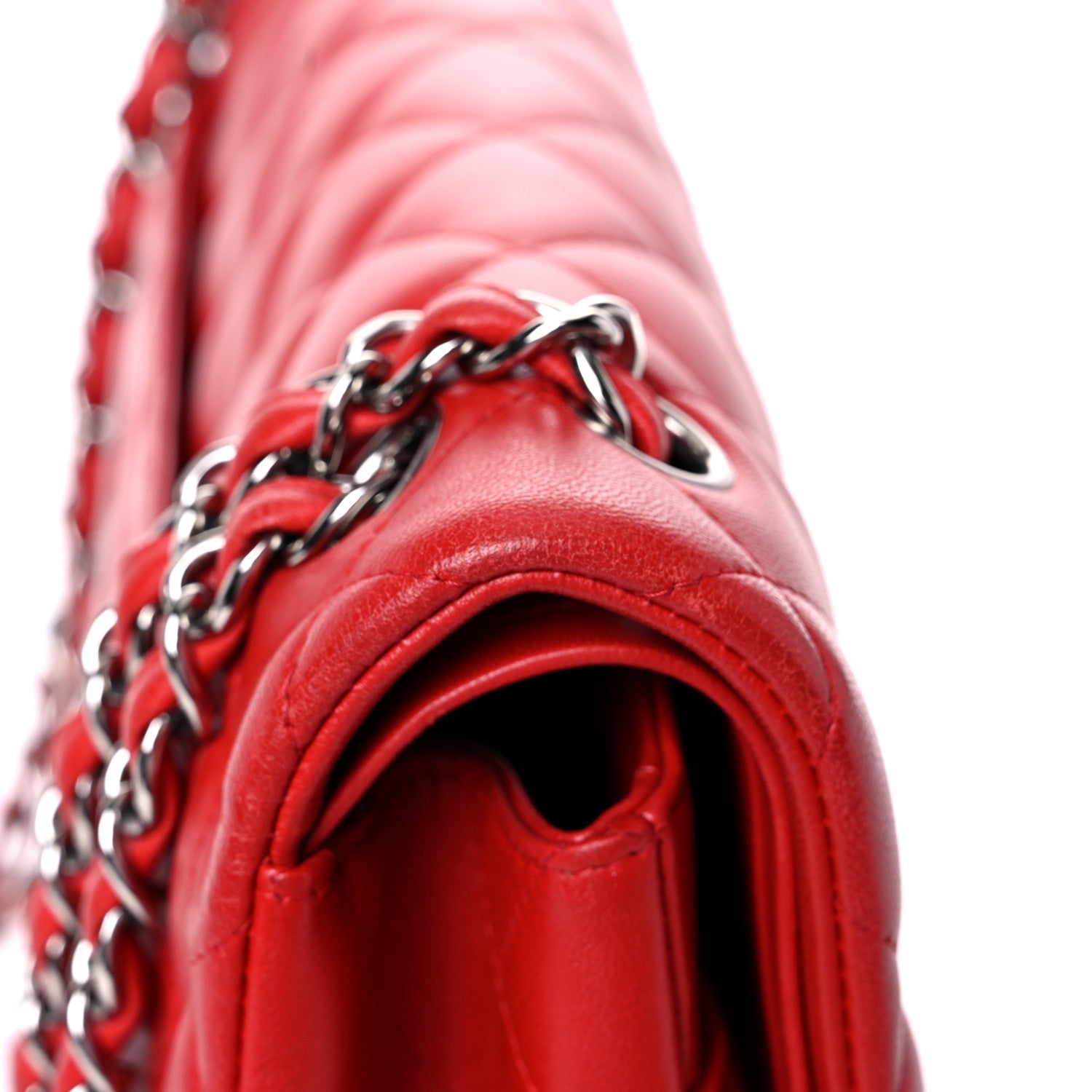 Chanel Lambskin Quilted Jumbo Double Flap Red 33 of 35