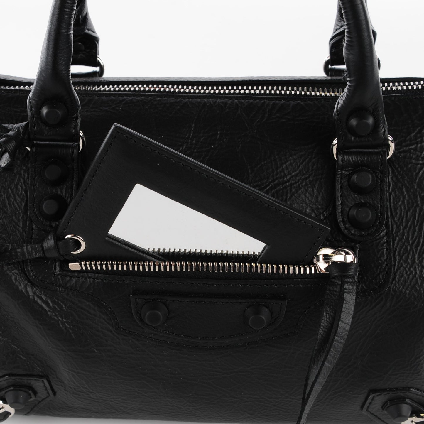 Matte Goatskin Rubber Covered Classic Hardware Mini Twiggy Black