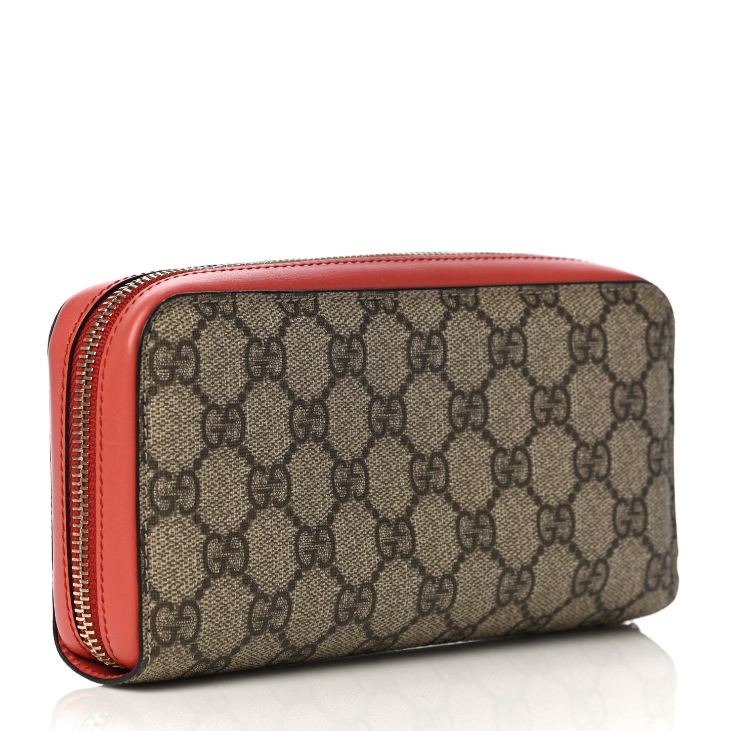 GG Supreme Monogram Zip Around Wallet Coral
