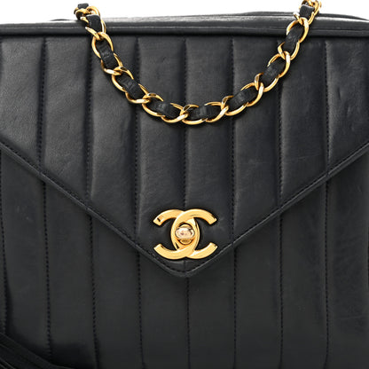Chanel Lambskin Vertical Quilted Flap Camera Case Navy Blue 9 of 11