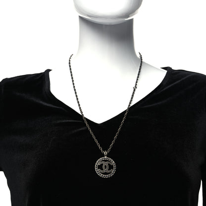 Chanel Ruthenium Pearl CC Round Pendant Necklace 2 of 5