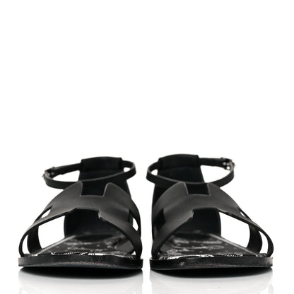 Hermes Calfskin Santorini Sandals 36.5 Black 3 of 18
