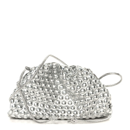 Bottega Veneta Metallic Fabric Bubble Wrap The Mini Pouch Silver 1 of 9