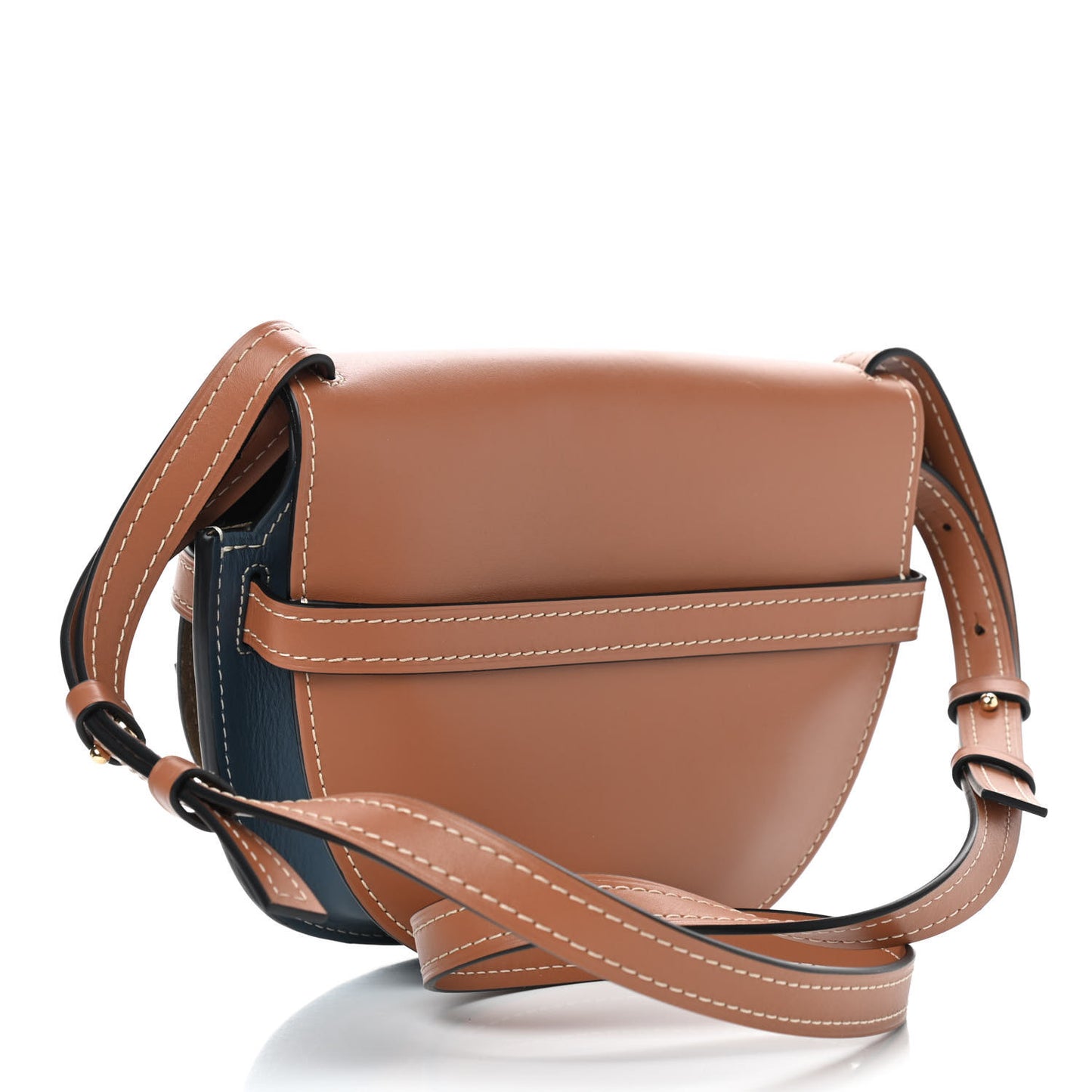 Calfskin Small Gate Crossbody Bag Tan Steel Blue