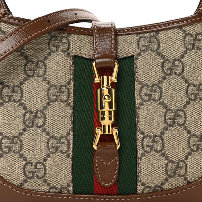 Gucci GG Supreme Monogram Azalea Calfskin Web Mini Jackie 1961 Hobo Beige Ebony Brown Sugar 8 of 10