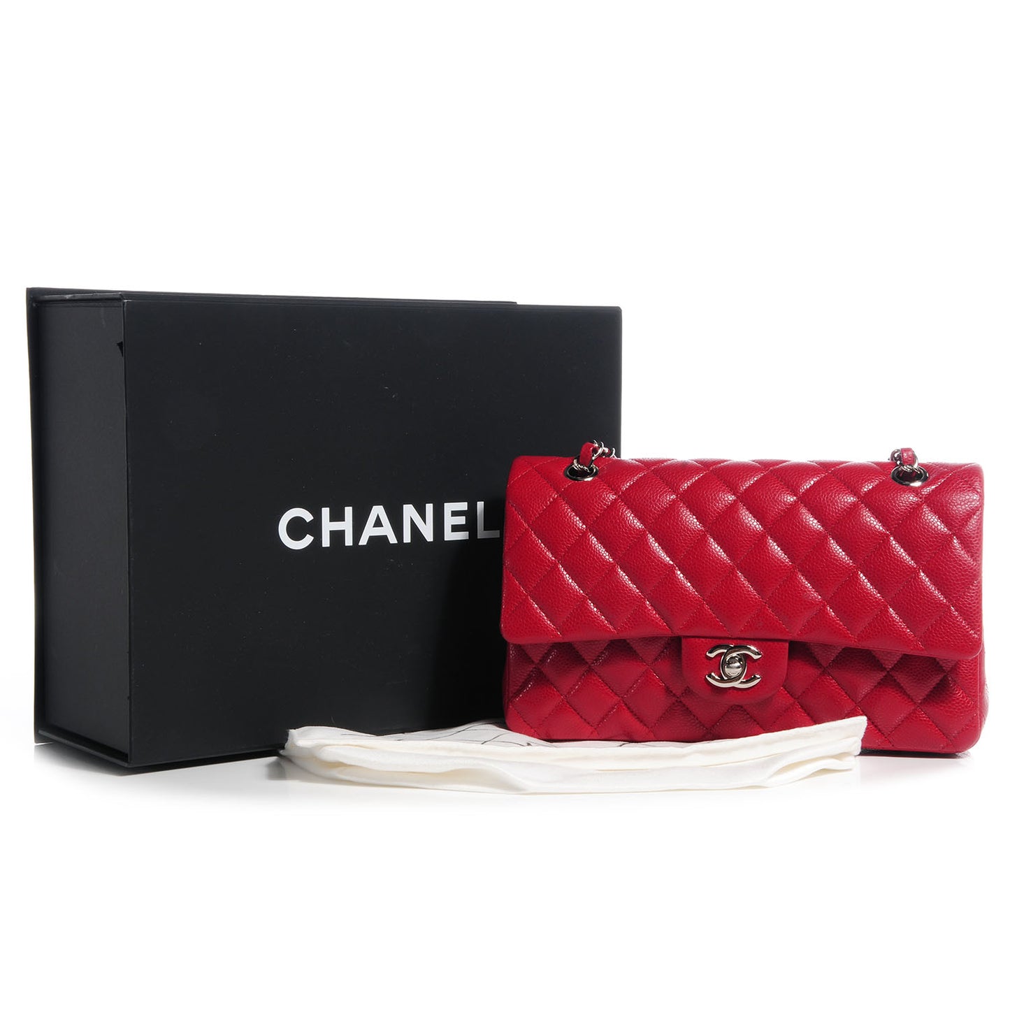 Caviar Medium Double Flap Red