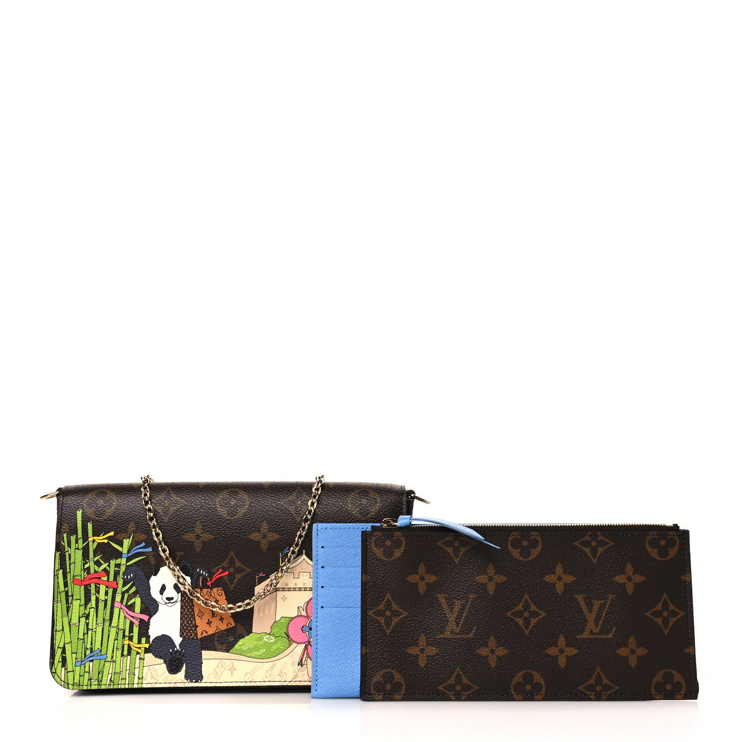 Louis Vuitton Monogram 2021 Christmas Animation China Wall Pochette Felicie Chain Wallet Myosotis Blue 10 of 11
