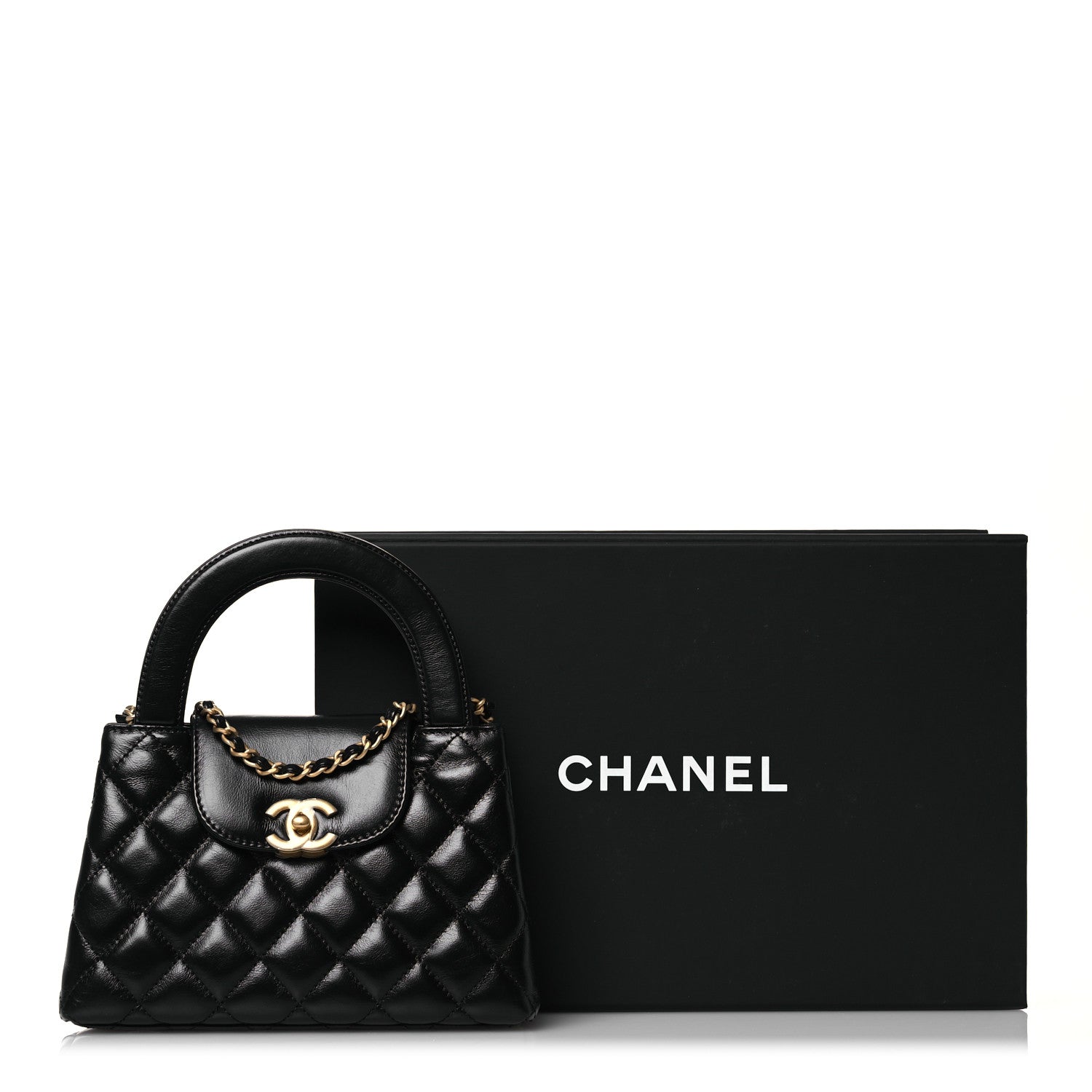 Chanel Shiny Aged Calfskin Quilted Nano Kelly Shopper Black 13 of 13