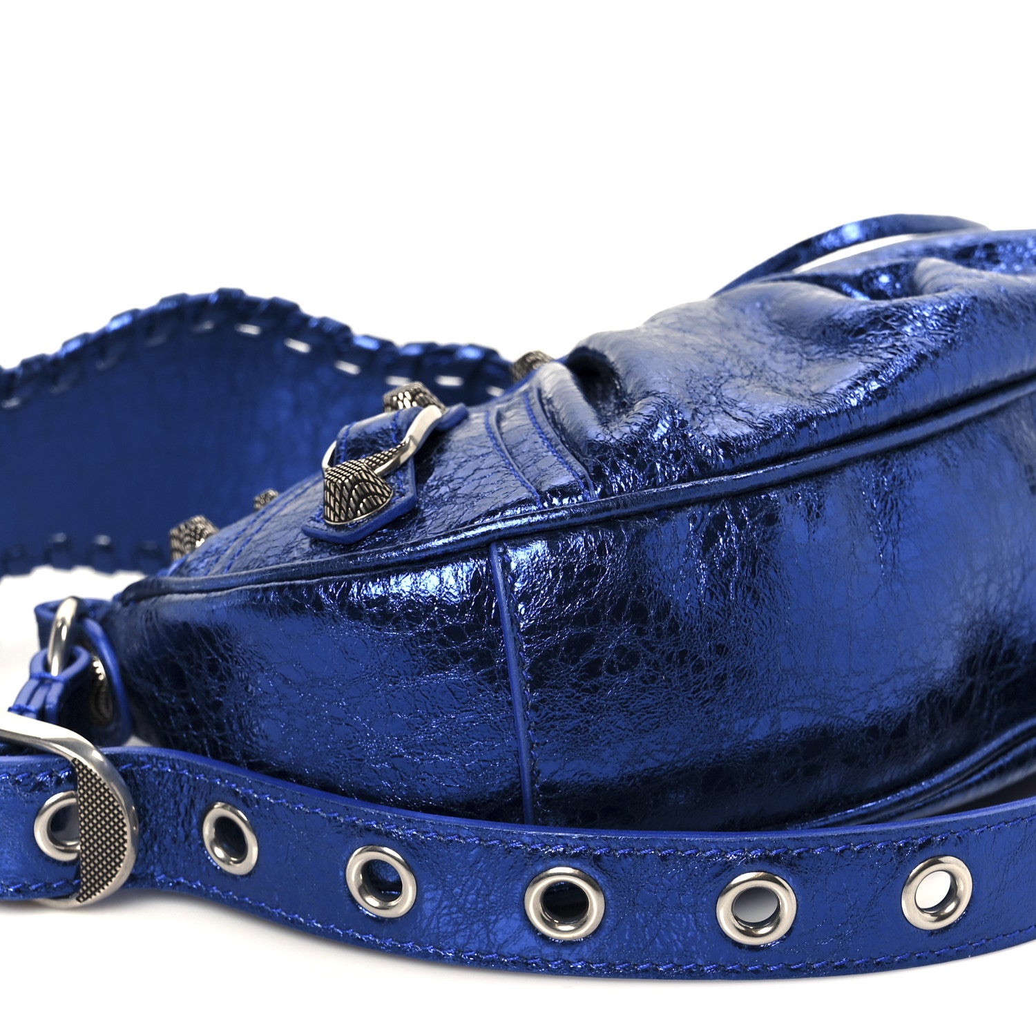 Balenciaga Metallic Arena Agneau Le Cagole Shoulder Bag XS Blue