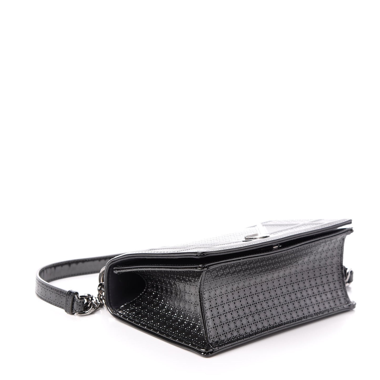 Metallic Patent Micro-Cannage Medium Diorama Flap Bag Onyx Black