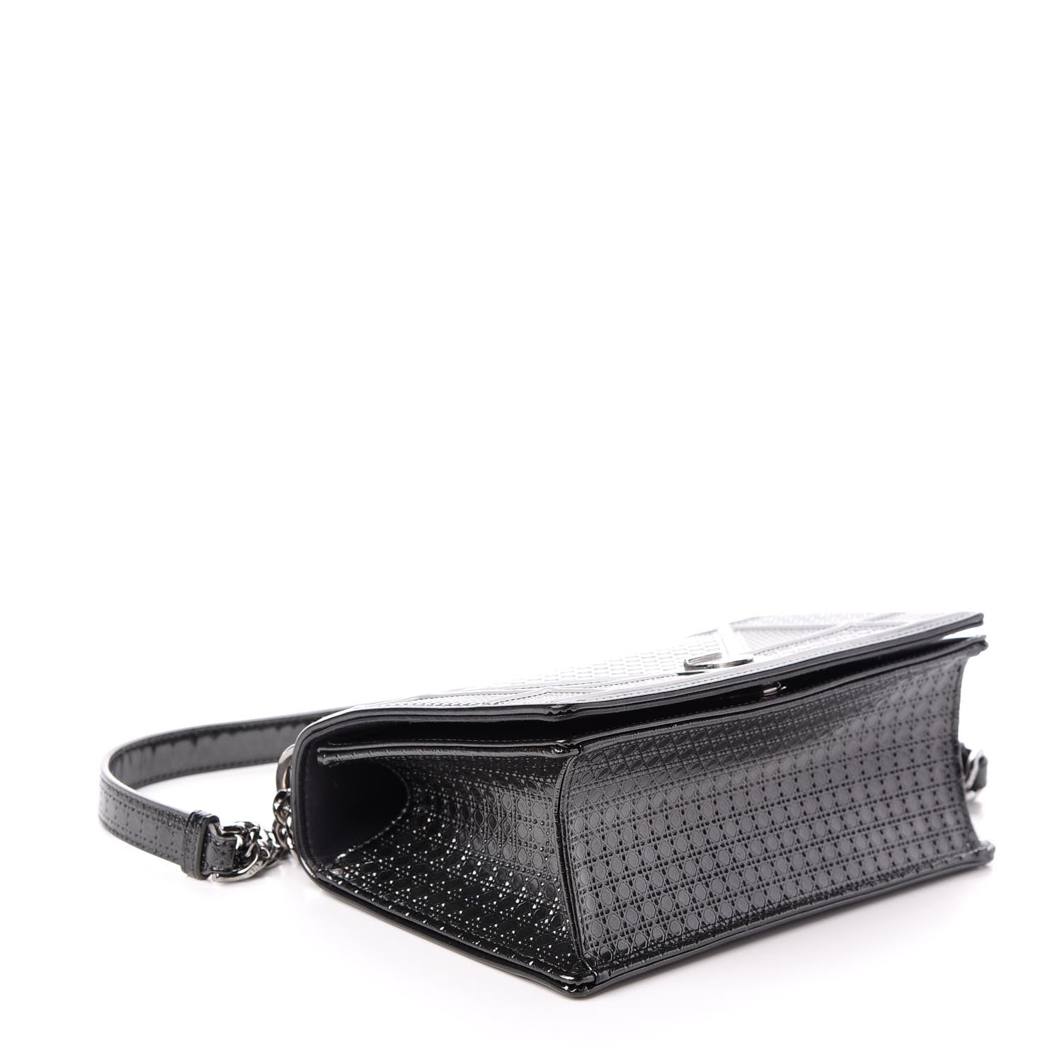 Christian Dior Metallic Patent Micro-Cannage Medium Diorama Flap Bag Onyx Black 4 of 10