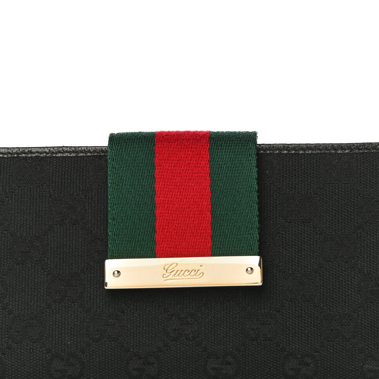 Gucci Monogram Grained Calfskin Ladies Web Continental Wallet Black 7 of 22