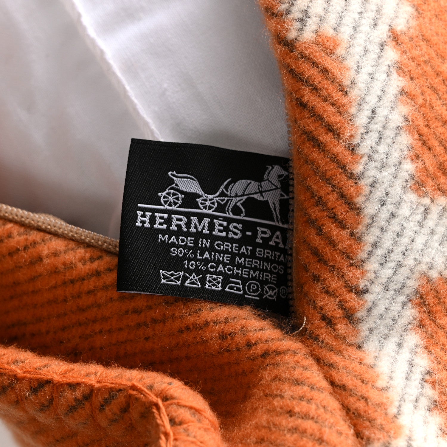 Hermes Wool Cashmere Avalon Pillow PM Ecru Potiron 3 of 3