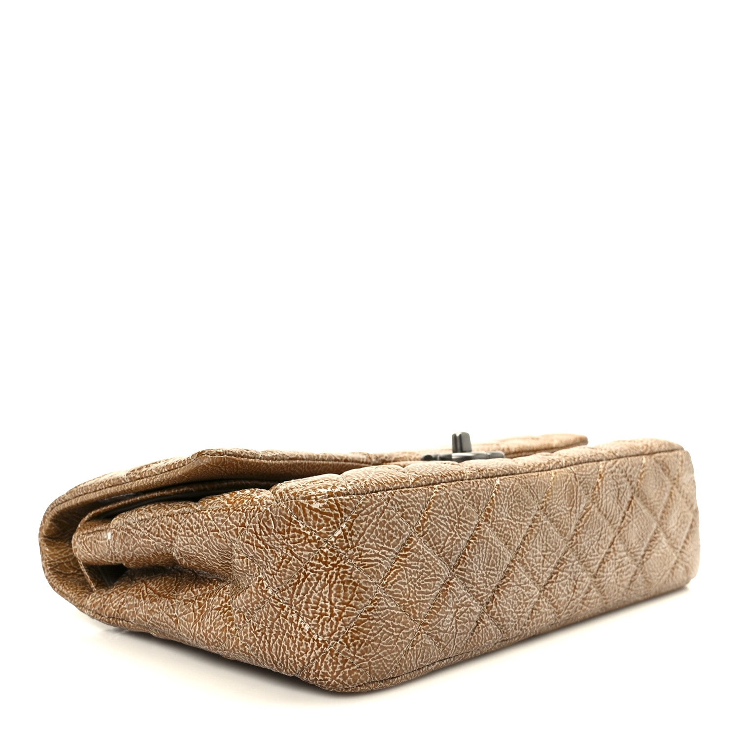 Chanel Crinkled Patent Quilted Medium Double Flap Beige 4 of 11