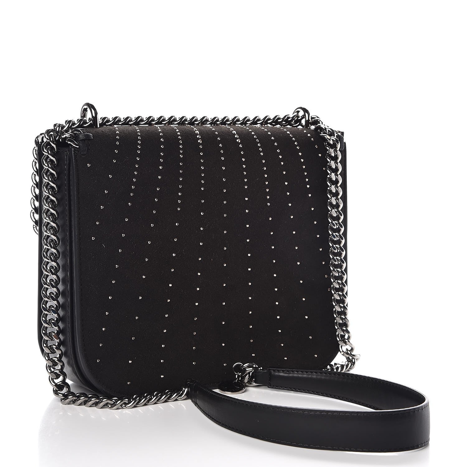 Stella McCartney Eco Alter Suede Falabella Embellished Box Shoulder Bag Black 3 of 7