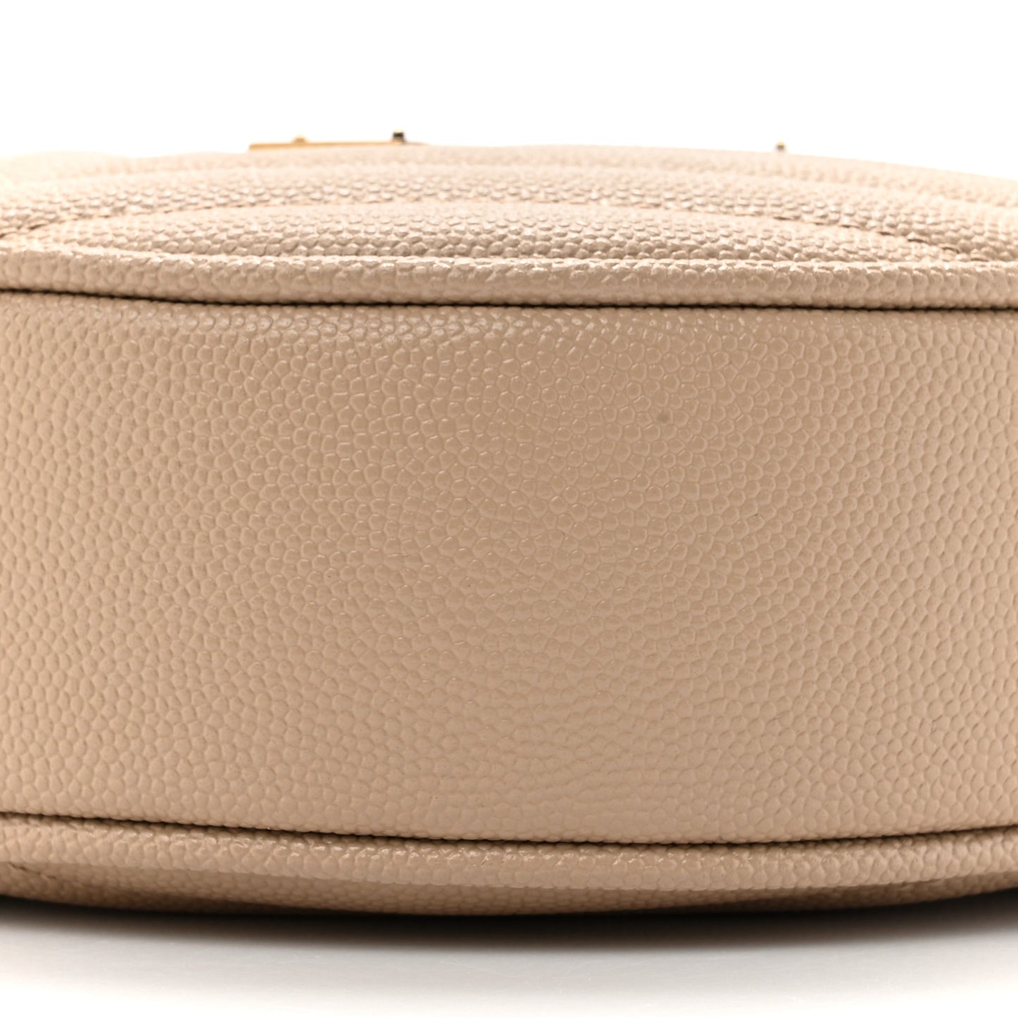 Grain De Poudre Matelasse Chevron Quilted Round Vinyle Camera Bag Dark Beige