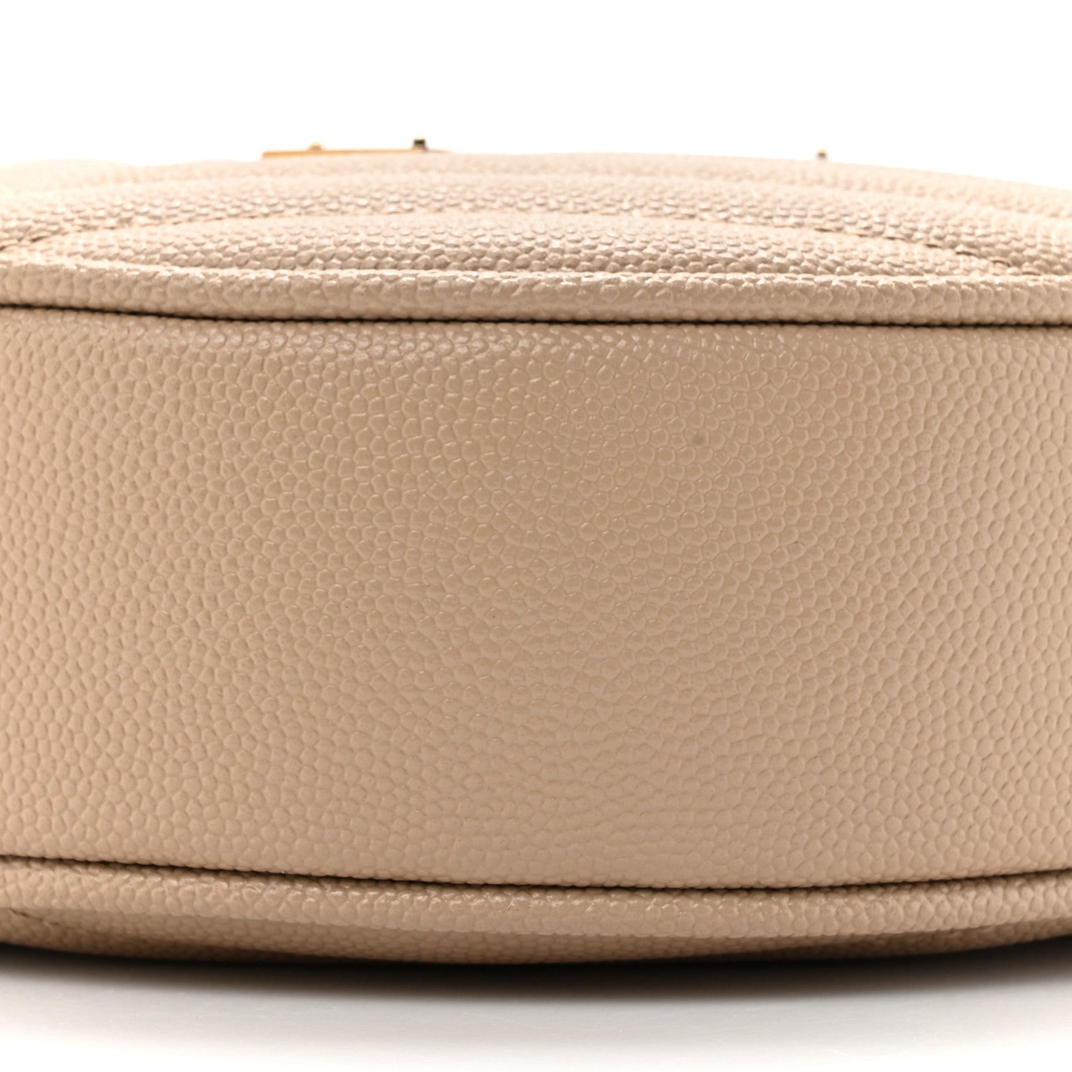 Saint Laurent Grain De Poudre Matelasse Chevron Quilted Round Vinyle Camera Bag Dark Beige 9 of 12