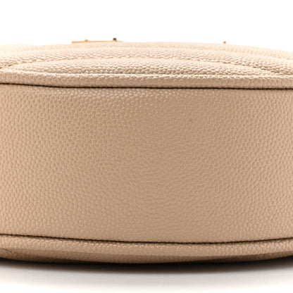 Saint Laurent Grain De Poudre Matelasse Chevron Quilted Round Vinyle Camera Bag Dark Beige 9 of 12