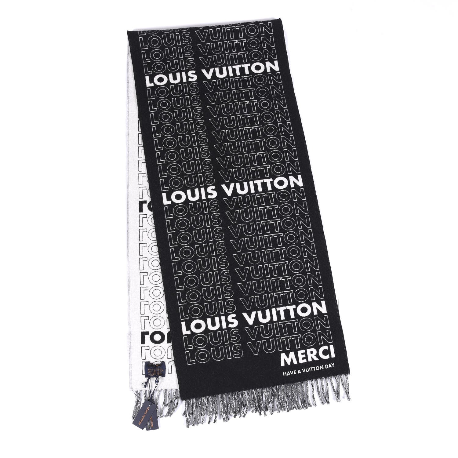 Louis Vuitton Wool Cashmere Scarf Black 2 of 4