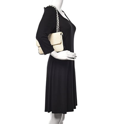 Chanel Vinyl Lambskin Quilted Shoulder Flap Beige Black 2 of 16