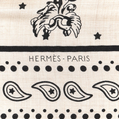 Hermes Cashmere Silk Les Cles Bandana Shawl 140 Marine Naturel 3 of 5